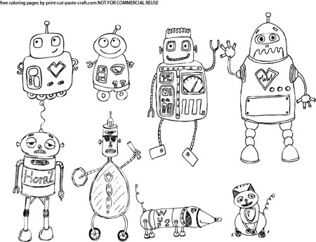 Robot Coloring Pages on Cut  Paste  Craft    Blog Archive    Cute Robots Coloring Pages
