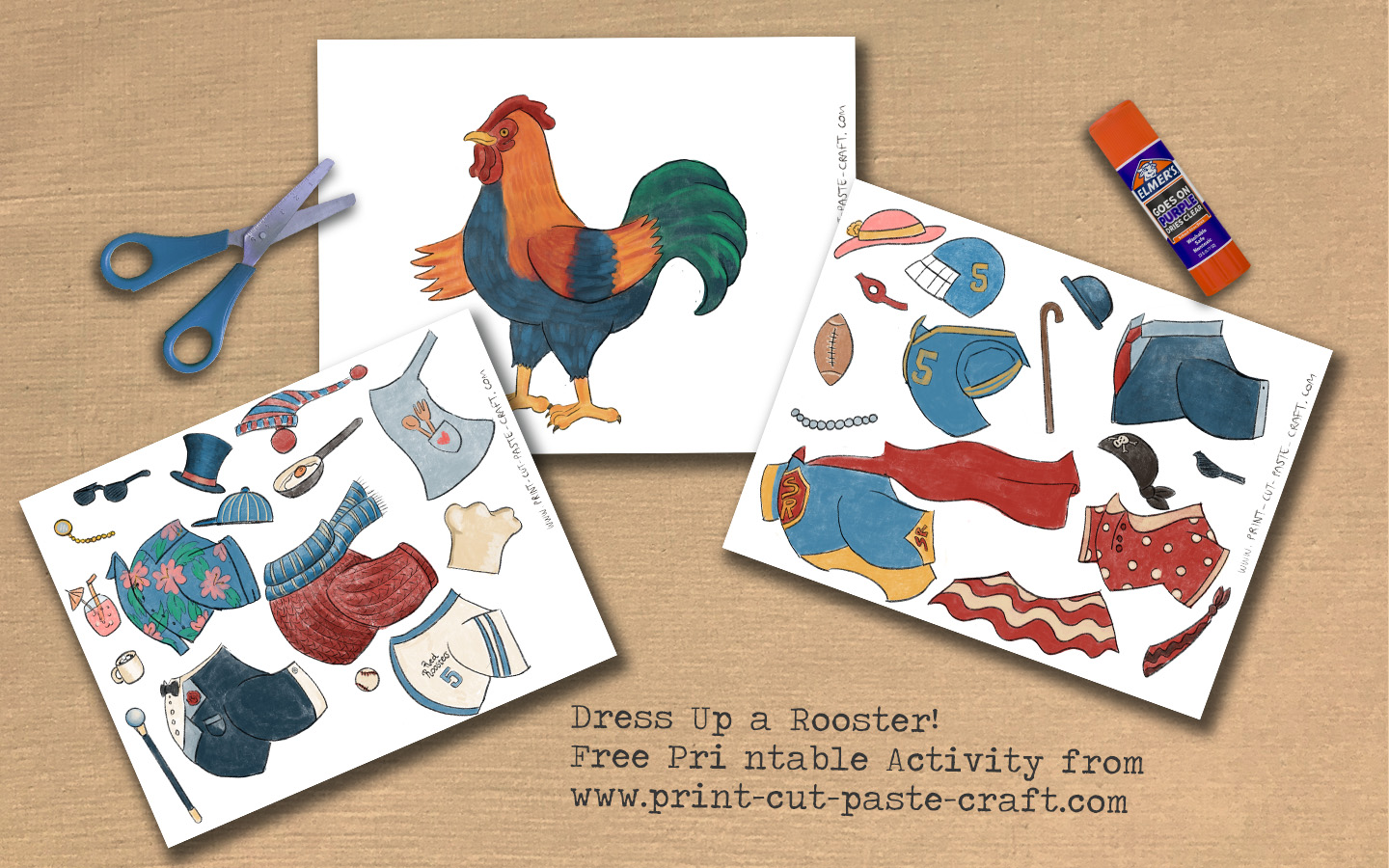 Dress a Rooster Printable Activity Preview