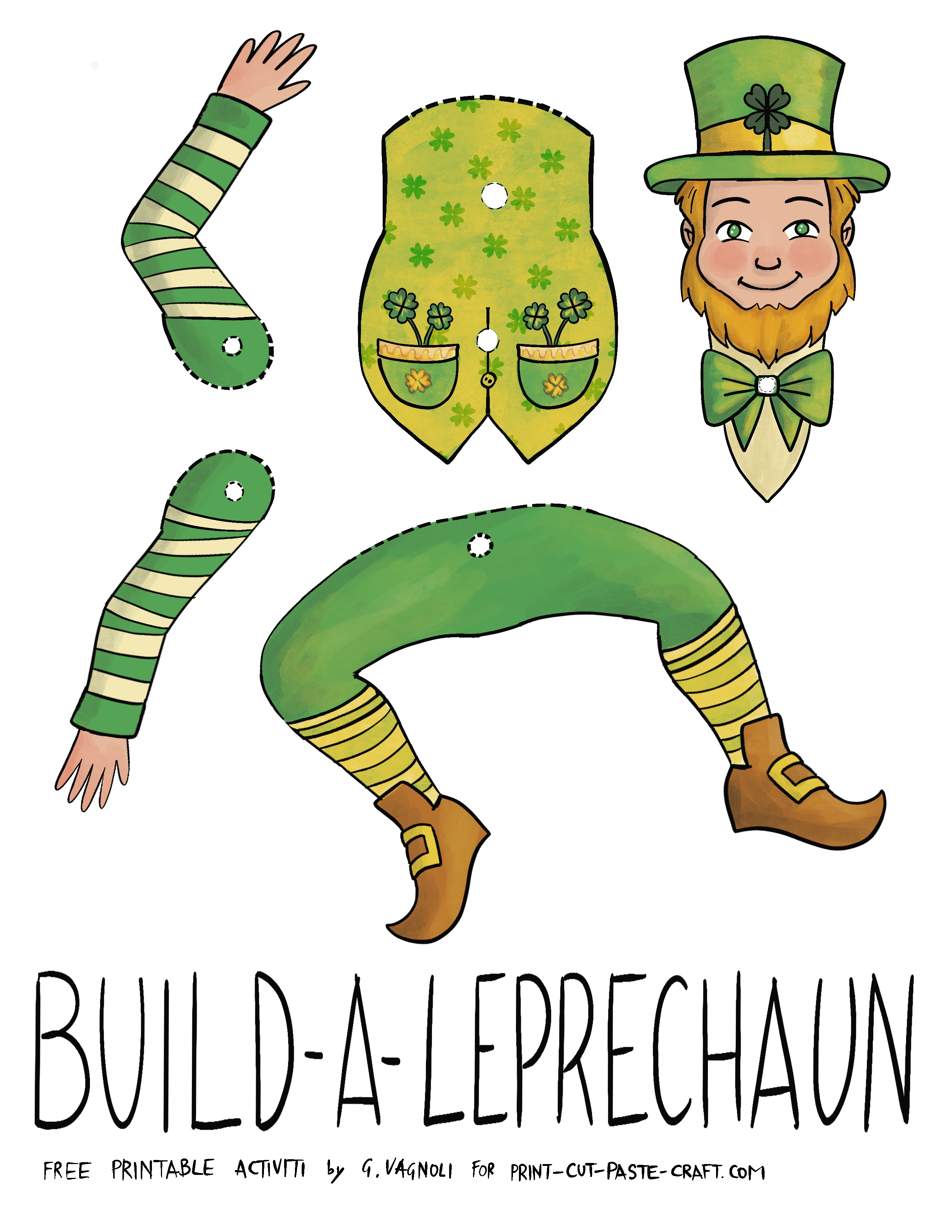BuildaLeprechaun Free Printable Kids Activity for Saint Patrick’s Day