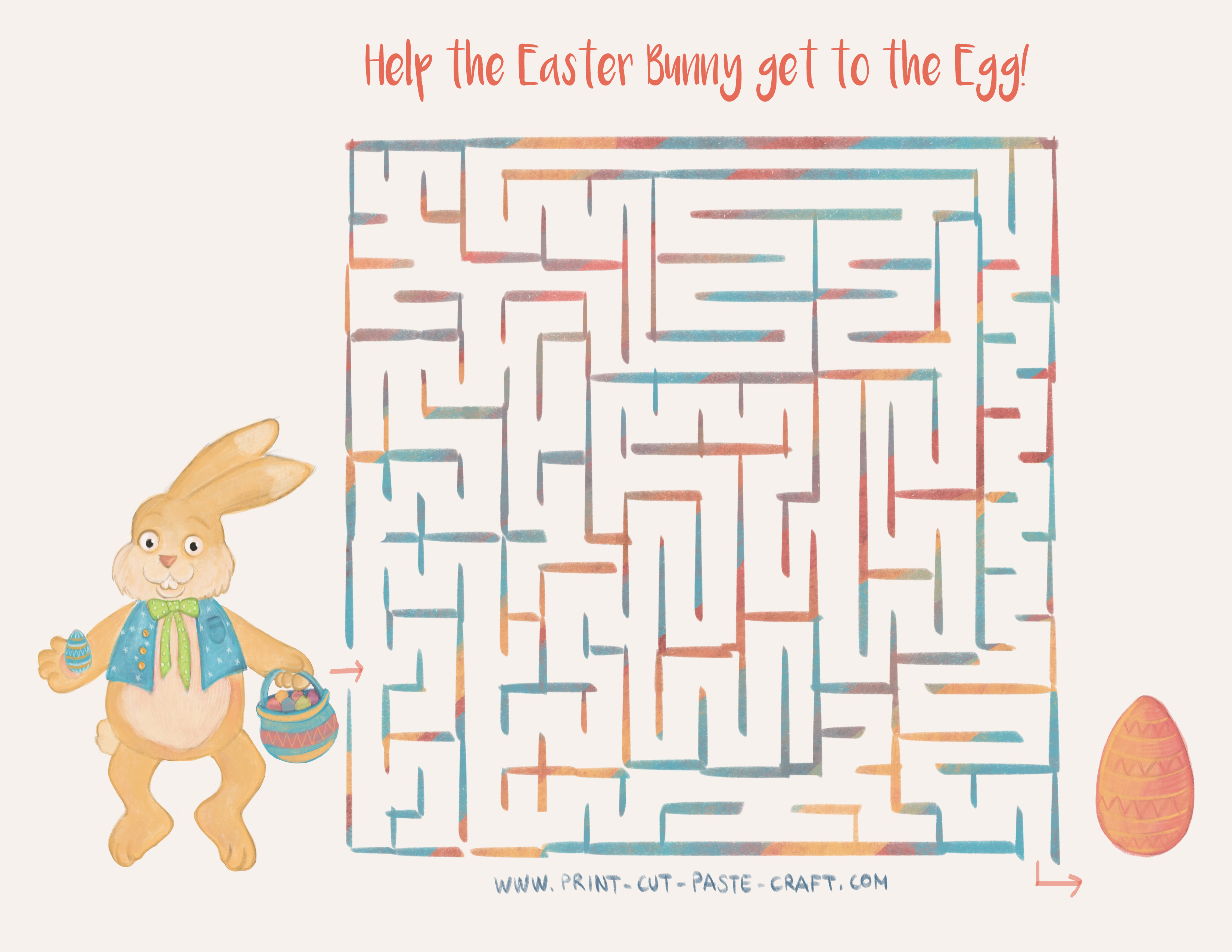 Free Printable Easter Activity: Help the Bunny reach the egg through the maze!