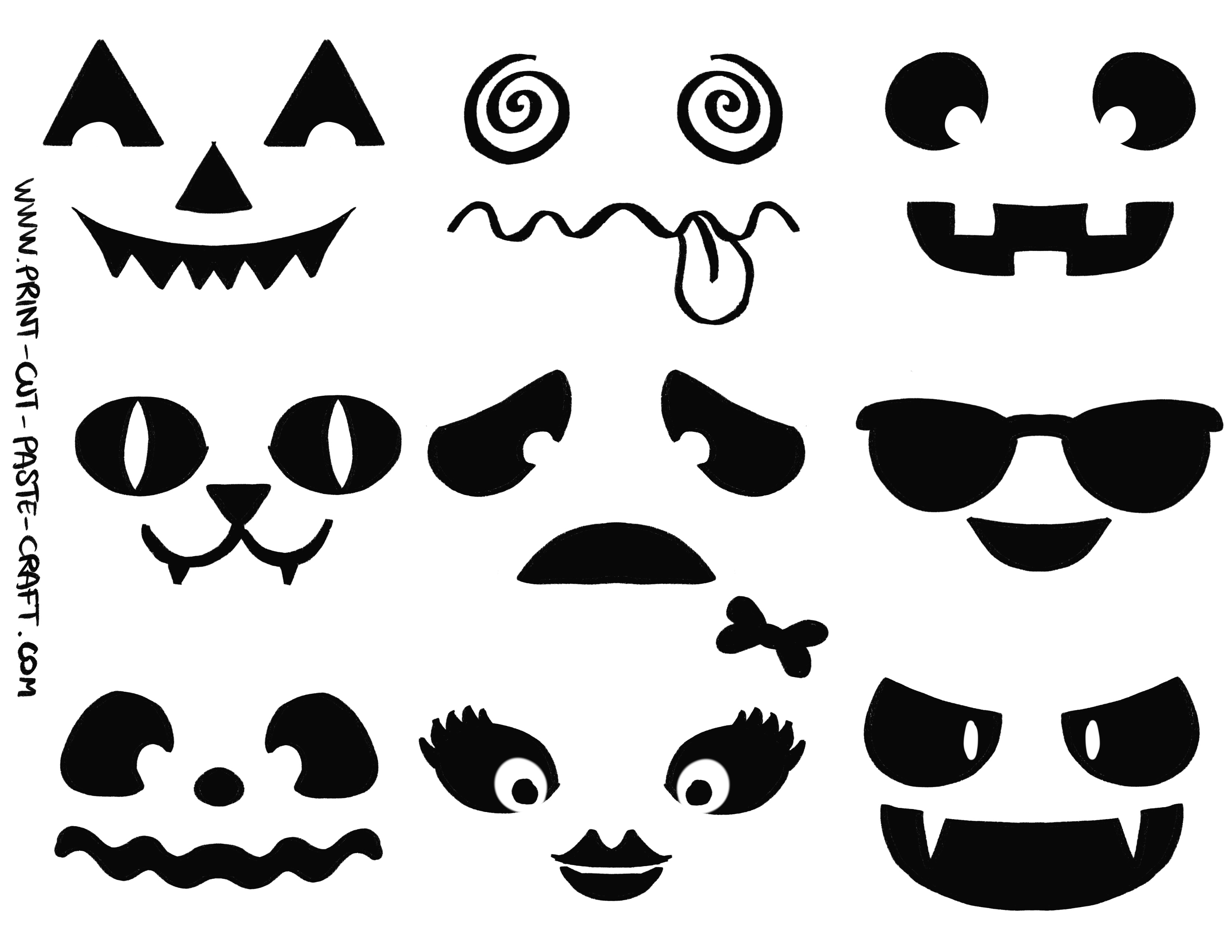 Free Printable Halloween Craft by Print-cut-paste-craft.com: Pumpkin faces