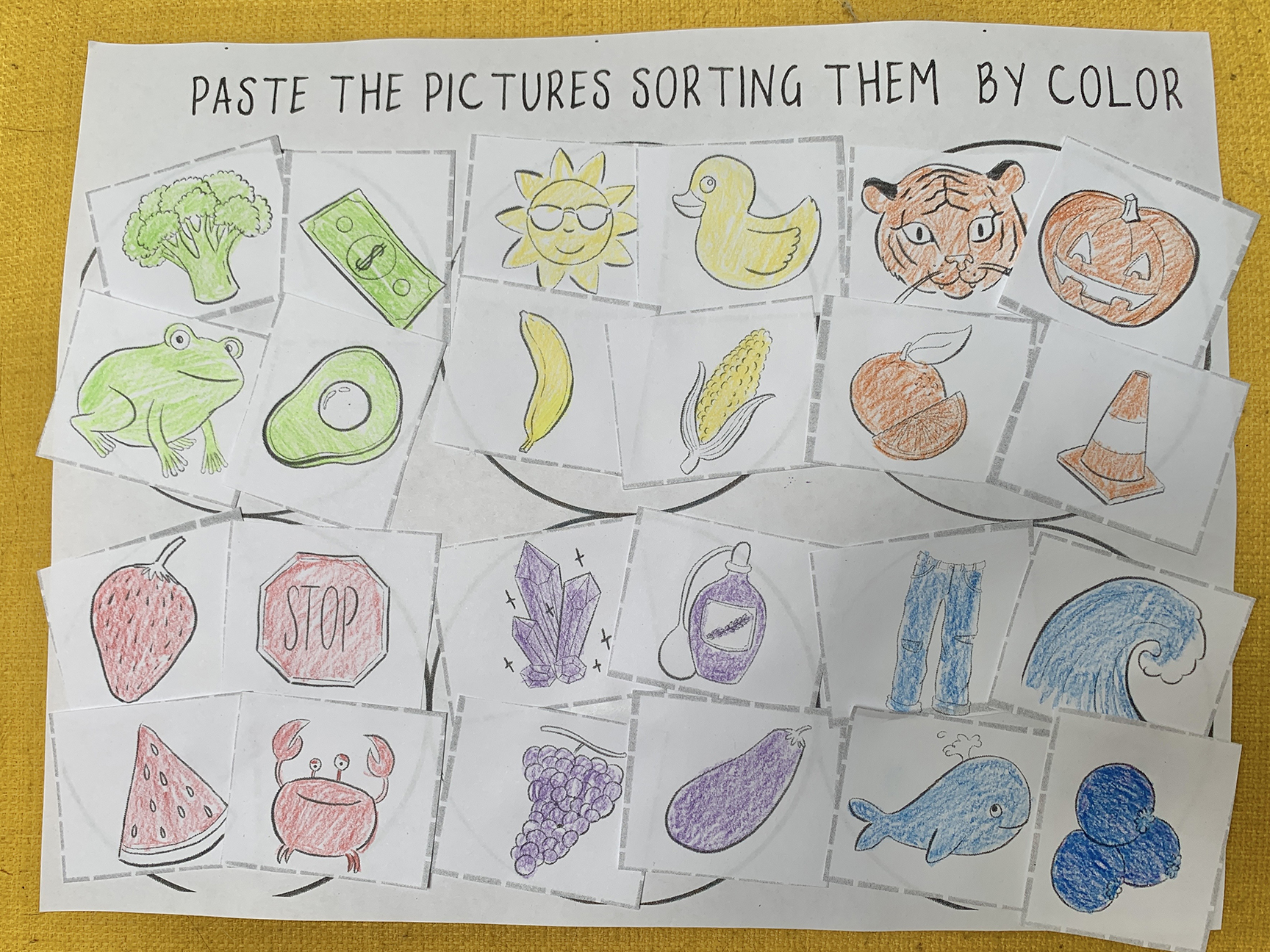 Preview of Free Printable activity color sorting by print-cut-paste-craft.com