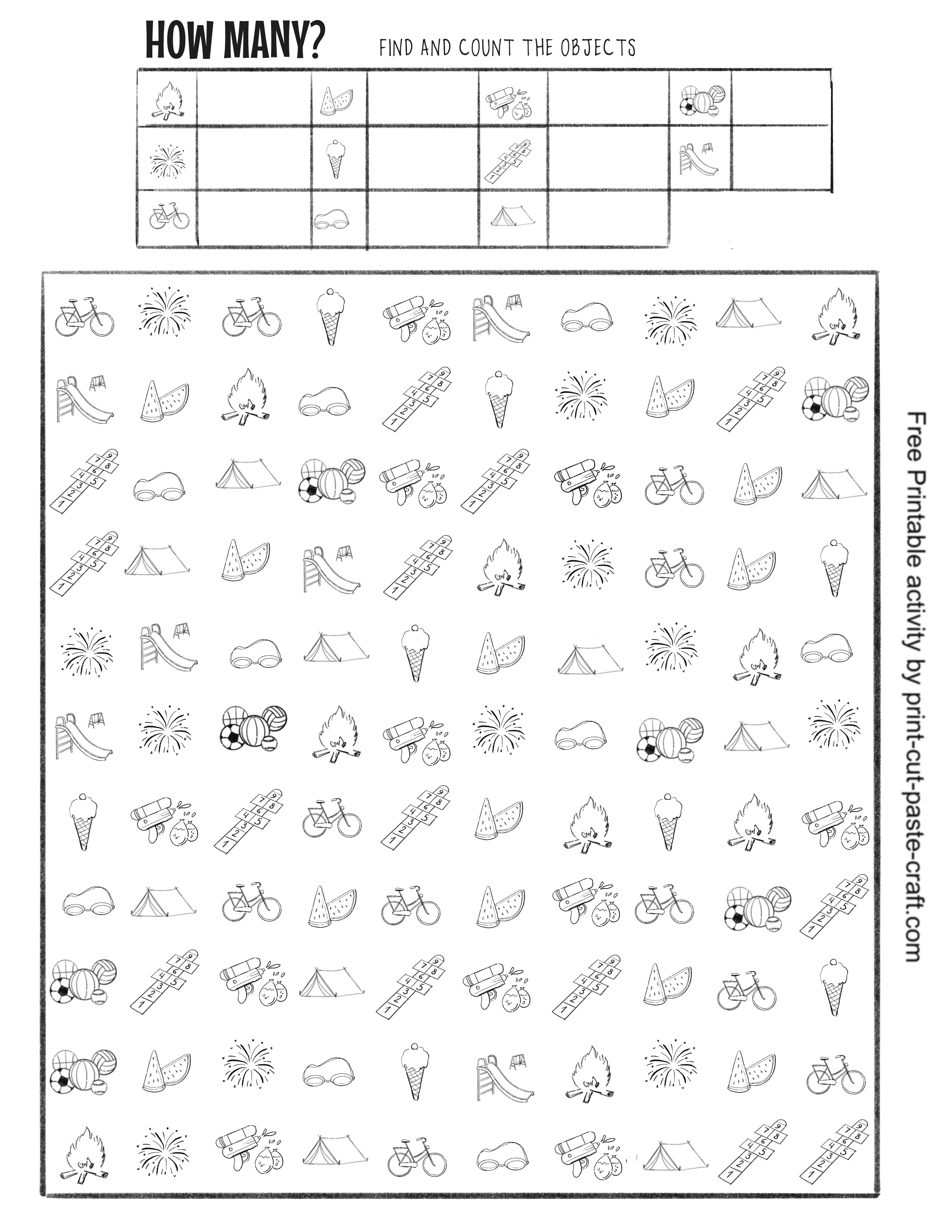 Free printable find and count activity by print-cut-paste-craft.com